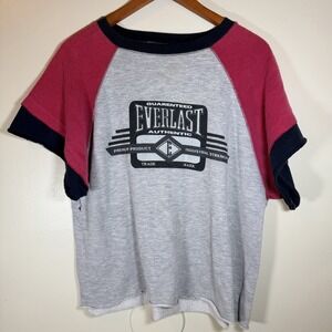 Vintage 80s 90s Everlast Cut Off Sweatshirt Made In USA * Gray * Raglan M Boxy